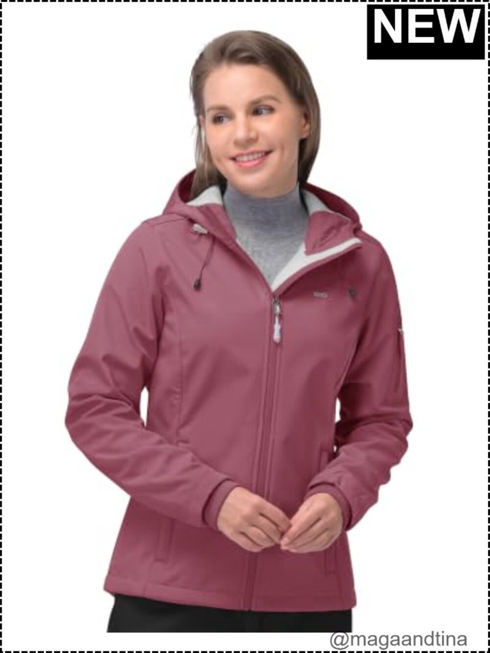 Women's Waterproof Softshell Jacket Hooded Fleece Lined Insulated